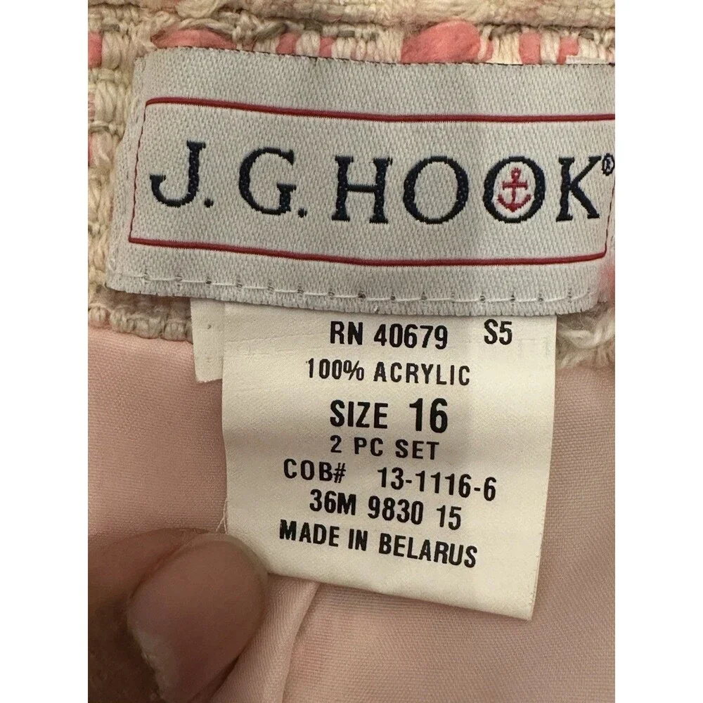J.G. Hook Women 16 Pink Tweed Vintage Barbie CorpcorePlaid Blazer & Pencil Skirt